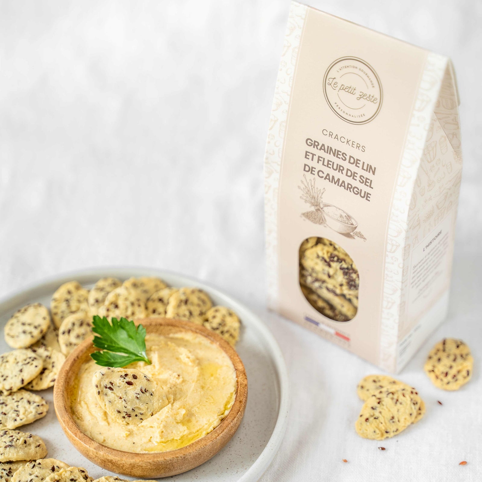 Crackers graines de lin et fleur de sel de Camargue