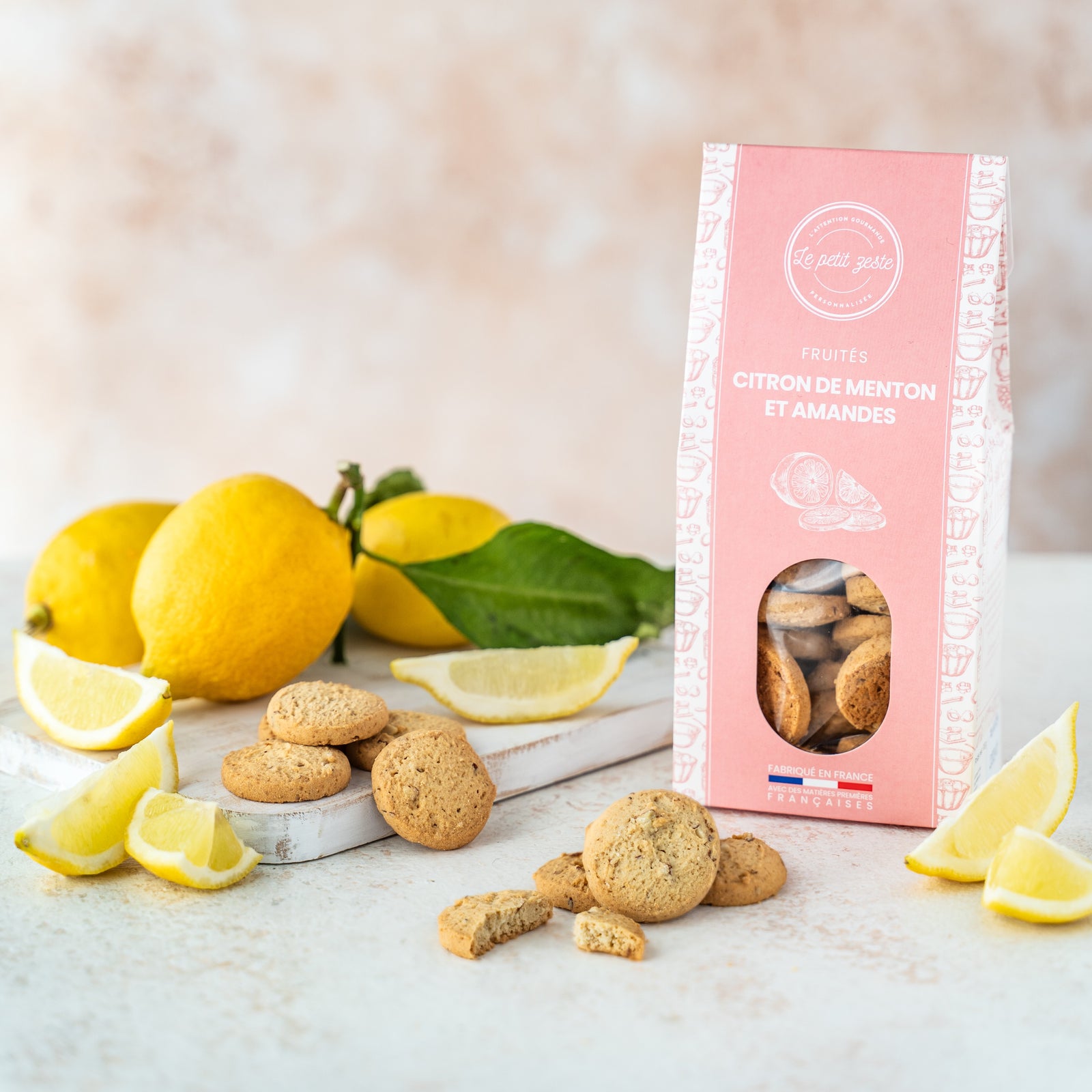 Biscuits aux fruits origine France - citron de menton et amandes 